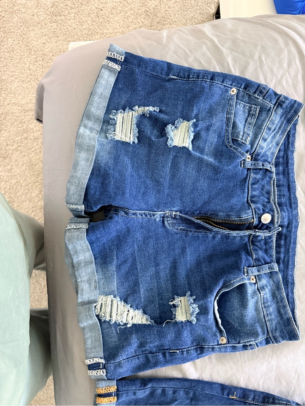 Amazon Women's Distressed Denim Shorts - Blue - Picture 3 of 6